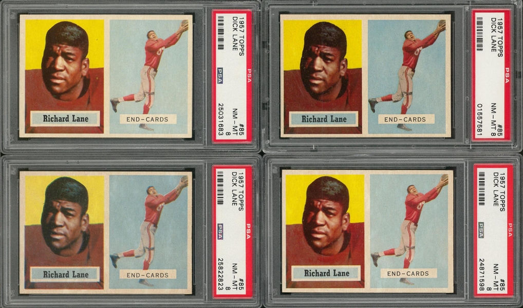 Lot Detail - 1957 Topps Football #85 Dick Lane Rookie Card PSA NM-MT 8  Collection (4)