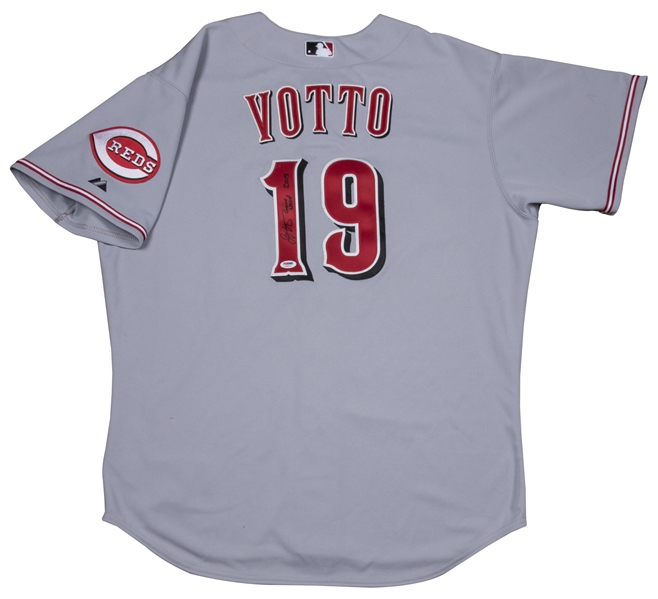 Lot Detail - 2014 Joey Votto Game Used & Signed Cincinnati Reds Road Jersey  (PSA/DNA)
