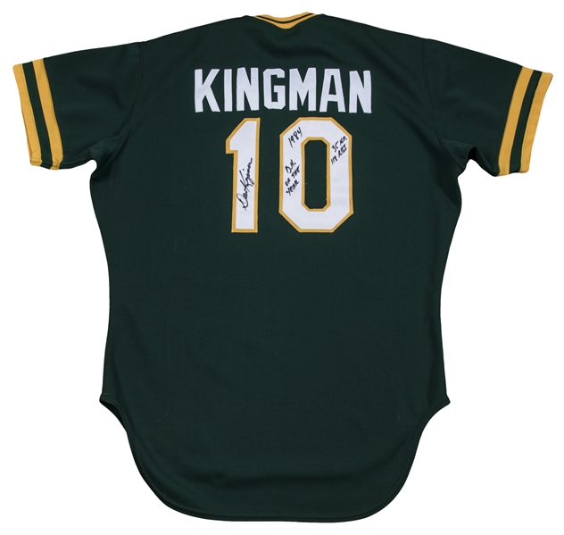 Lot Detail - 1984 Dave Kingman Game Used and Twice Signed Oakland A's  Alternate Green Jersey (JSA)