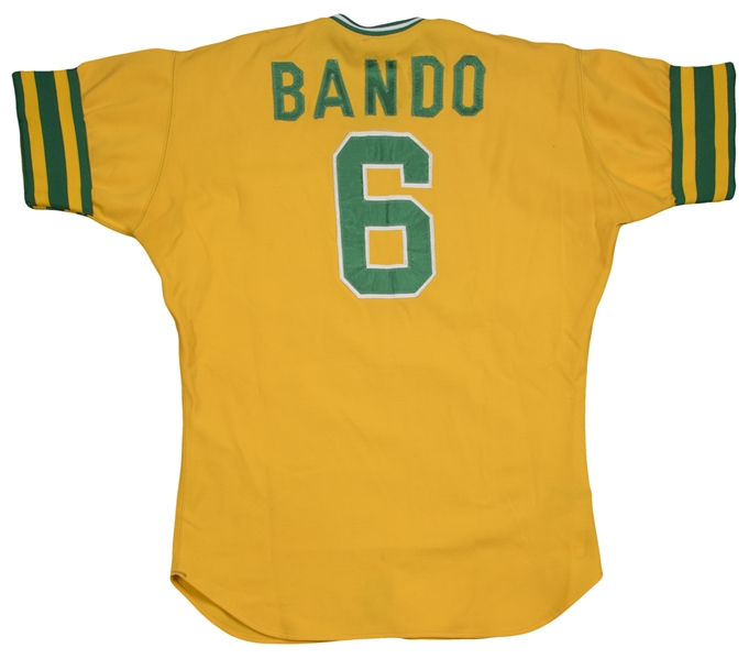 Lot Detail - 1973 Sal Bando Game Used Oakland A's Yellow Alternate Jersey  (MEARS A10)