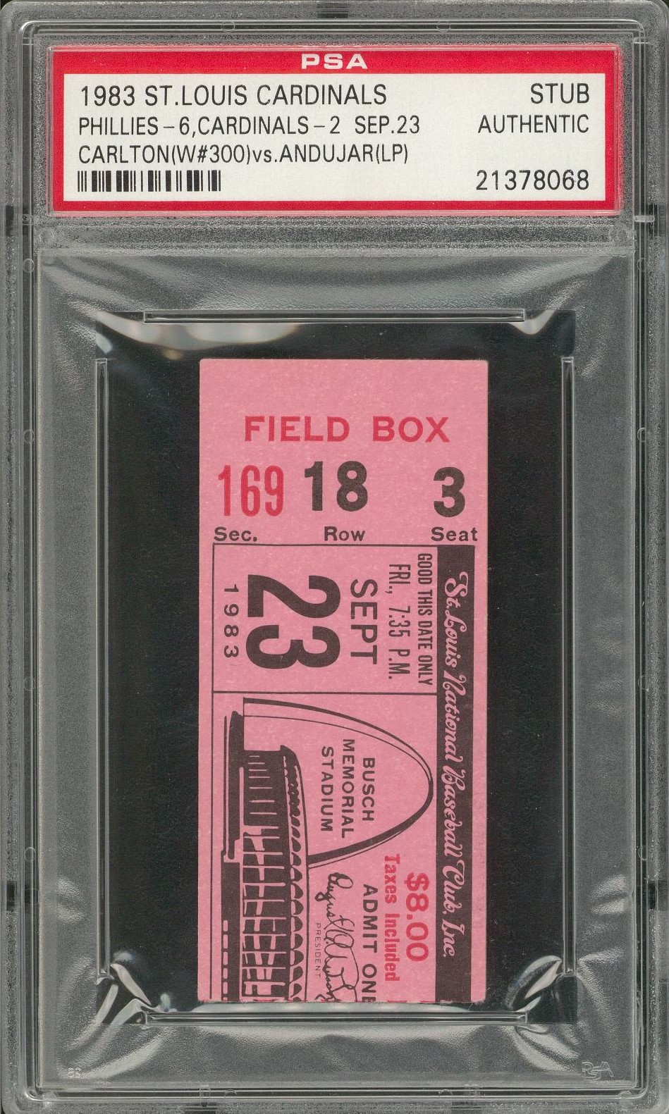 Lot Detail - 1983 Philadelphia Phillies vs St. Louis Cardinals Ticket Stub From 9/23/1983 ...