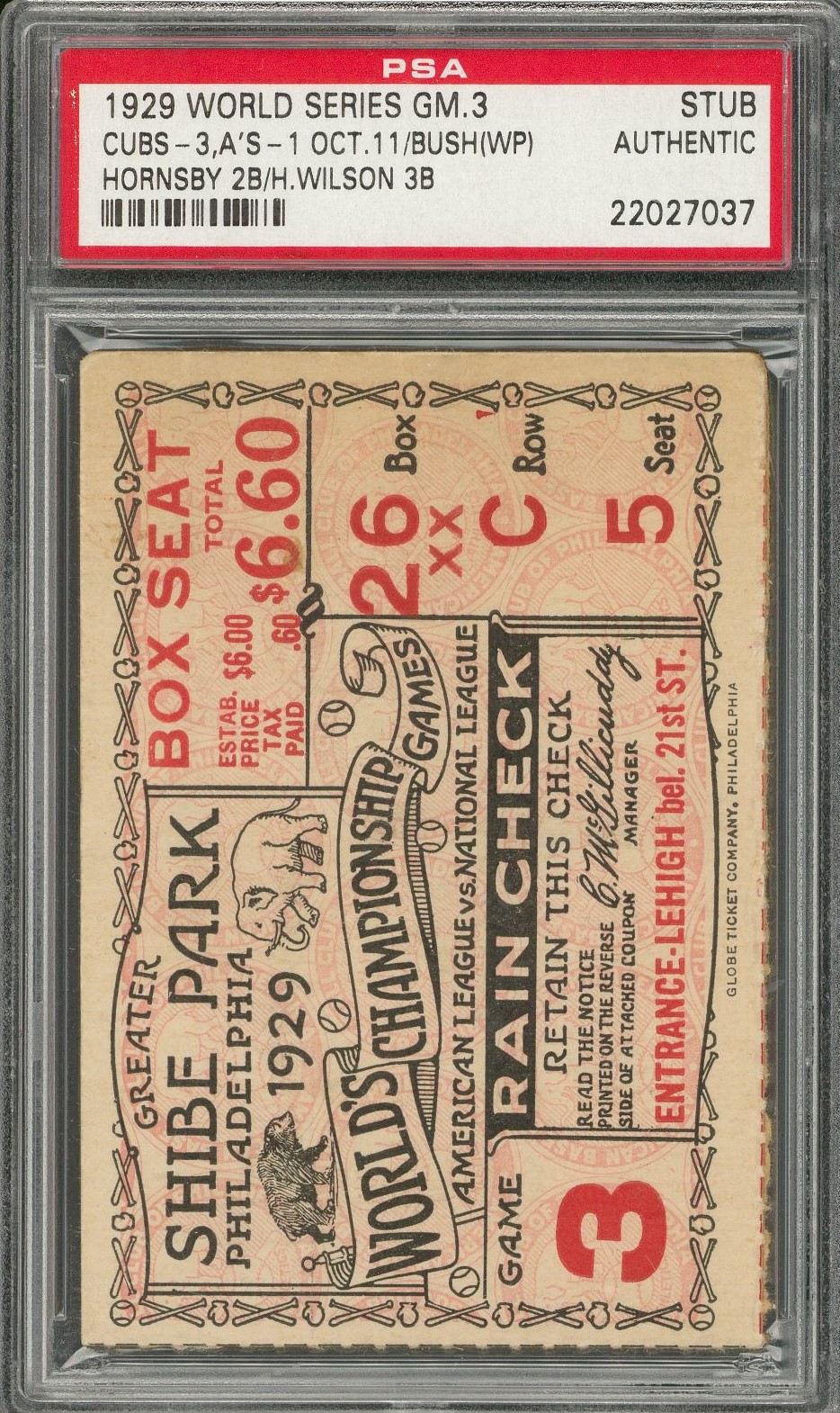 Lot Detail - 1929 World Series Game 3 Ticket Stub From 10/11/1929 (PSA)