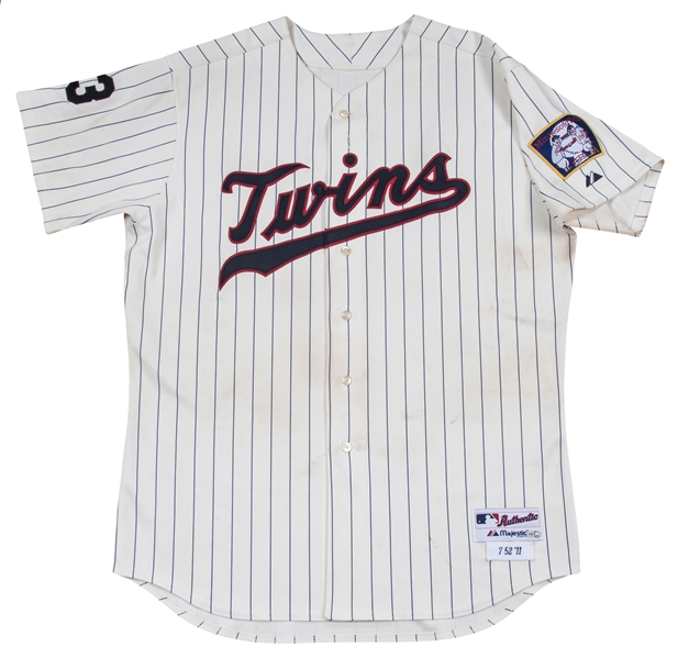 Lot Detail - 2011 Joe Mauer Game Used Minnesota Twins Alternate Jersey Used  On 7/1/2011 (MLB Authenticated)