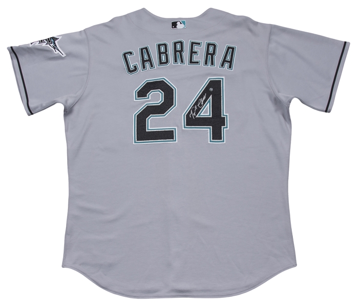 Lot Detail - 2006 Miguel Cabrera Game Used & Signed Florida Marlins Road  Jersey (MLB Authenticated)