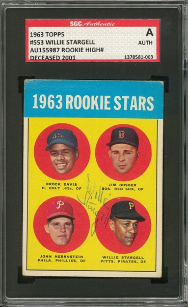 1963 TOPPS REPRINT WILLIE STARGELL ROOKIE PITTSBURGH PIRATES NM-MT FREE SHIP 