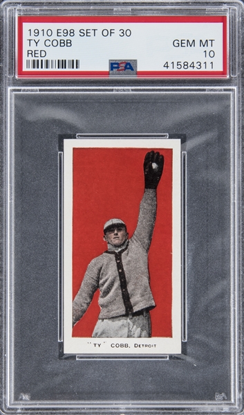 1910 E98 "Set of 30" Ty Cobb, Red – PSA GEM MT 10 "1 of 2!" 