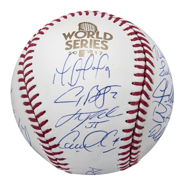 Carlos Correa Autographed 2017 World Series Rawlings OML Baseball- JSA W  Auth