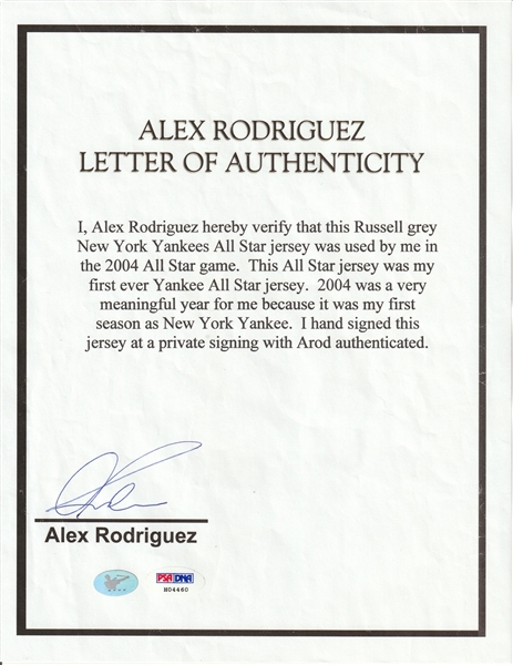 2004 Alex Rodriguez Game-Used, Signed Yankees Jersey (A-Rod LOA) -  Memorabilia Expert