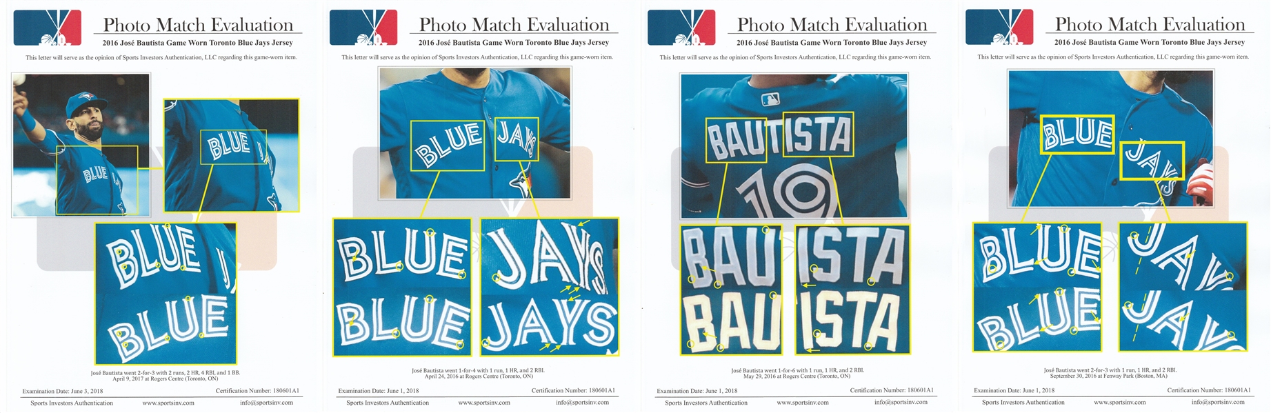 BLUE JAYS AUTHENTICS-Jose Bautista Game Used July 4th Road Jersey - HZ  830828