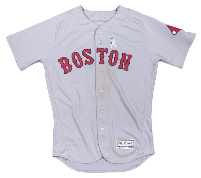2017 Andrew Benintendi Game Worn Unwashed Boston Red Sox Jersey, Lot  #80482