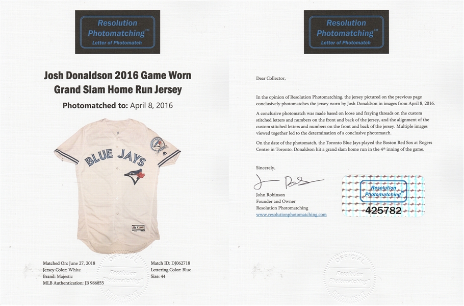 Authenticated Game Used Josh Donaldson Canada Day Jersey