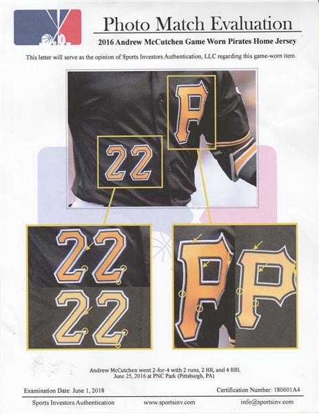 2016 Andrew McCutchen Game-Used Away Jersey