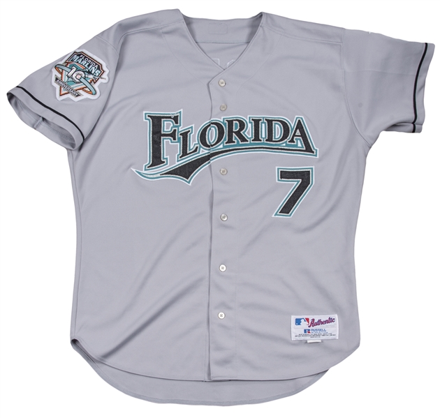 2003 Florida Marlins Ivan Rodriguez Signed Inscribed Team Issued Jersey
