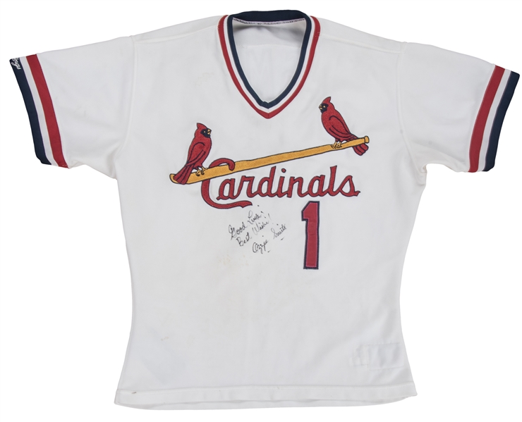 Lot Detail - 1991 Ozzie Smith Game Used, Photo Matched & Signed St. Louis  Cardinals Home Jersey (Beckett)