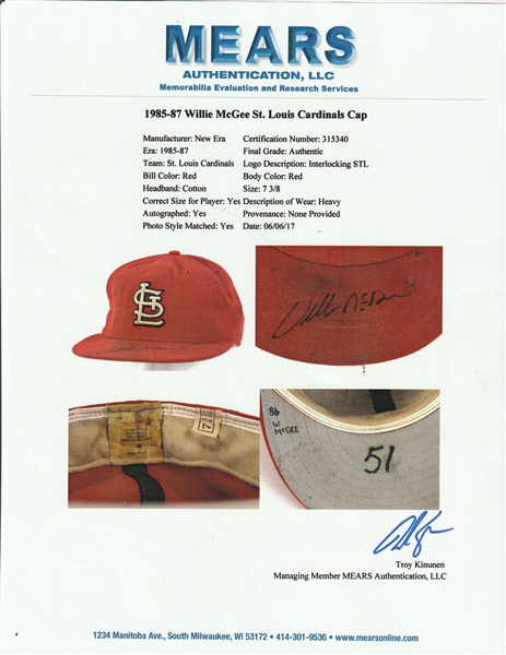 St. Louis Cardinals Willie McGee Autographed & Inscribed Mini Gold Glove