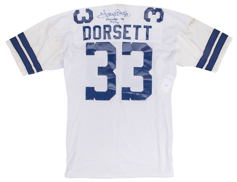 Lot Detail - 1977-79 Tony Dorsett Rookie Era Game Used & Signed Dallas  Cowboys Home Jersey (MEARS & Beckett)