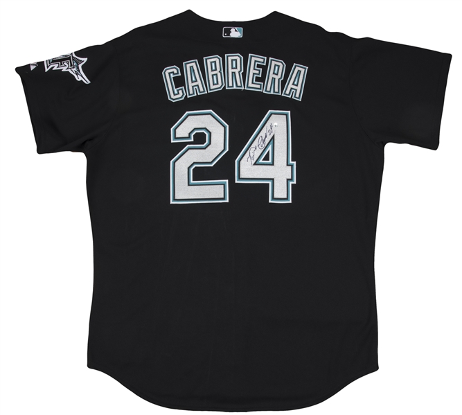 Lot Detail - 2006 Miguel Cabrera Game Used & Signed Florida Marlins Black  Alternate Jersey (MLB Authenticated & Sports Investors Authentication)