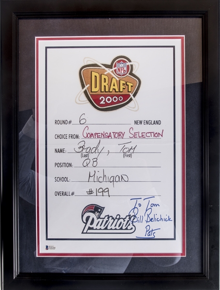 Lot Detail - Bill Belichick Signed & Inscribed Tom Brady 2000 NFL Draft  Card Image (Beckett)
