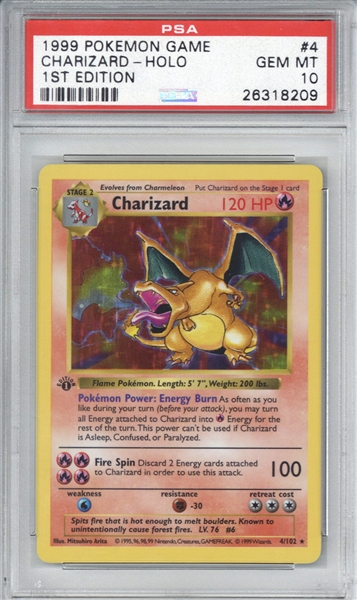 Auctioning a PSA 10 1st Charizard ~ No Reserve 