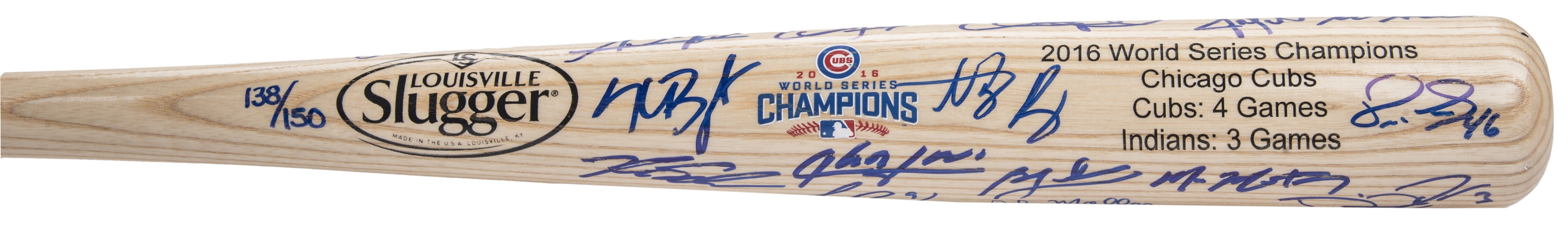 Cubs 2016 World Series Champions Team Signature Bat
