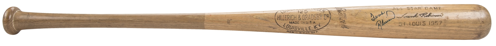 1957 Frank Robinson All-Star Game Used & Signed Hillerich & Bradsby K55 Model Bat - First All-Star Game Appearance! (PSA/DNA GU 8.5 & Beckett)