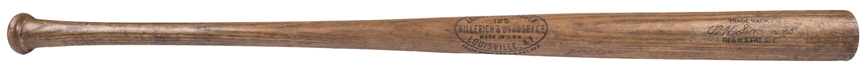 1933-34 Al Simmons Game Used Hillerich & Bradsby Pre Model Bat Signed By Simmons, Dykes & Haas (PSA/DNA GU 9.5 & Beckett)