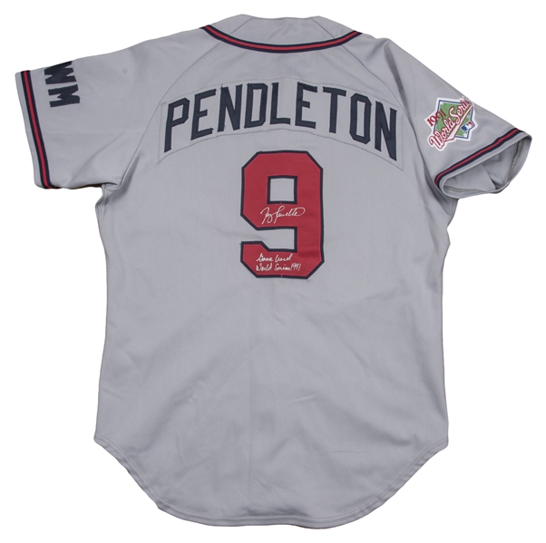 Lot Detail - 1991 Terry Pendleton World Series Game Used & Signed Atlanta  Braves Road Jersey (Pendleton LOA)