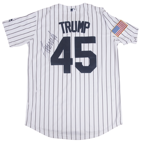 Lot Detail - Donald Trump Signed NY Yankees Pinstripe #45 Custom