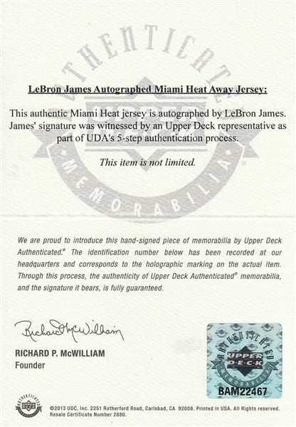 Signed LeBron James Jersey  LeBron James Signed 2013 Miami Heat