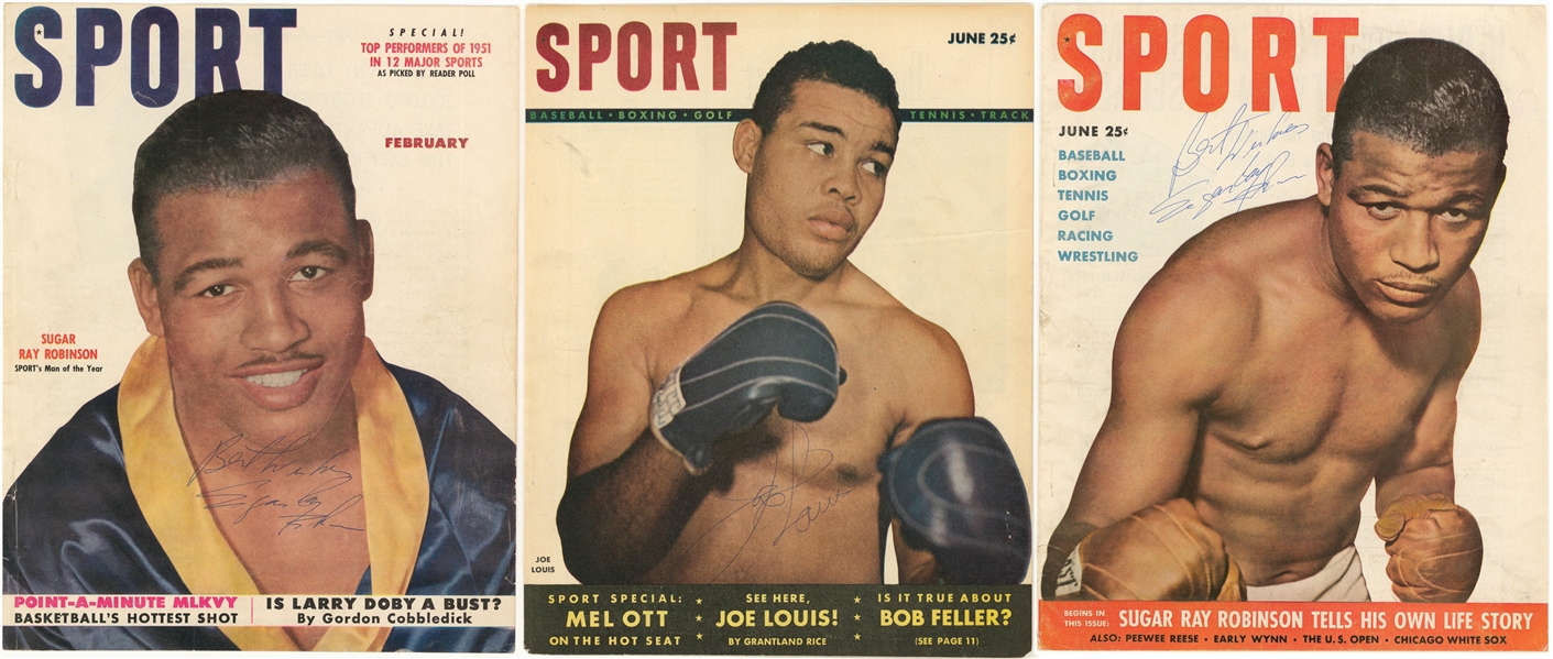 Lot Detail - Lot of (3) Sport Magazine Covers Signed By Sugar Ray Robinson  (2) and Joe Louis (JSA)