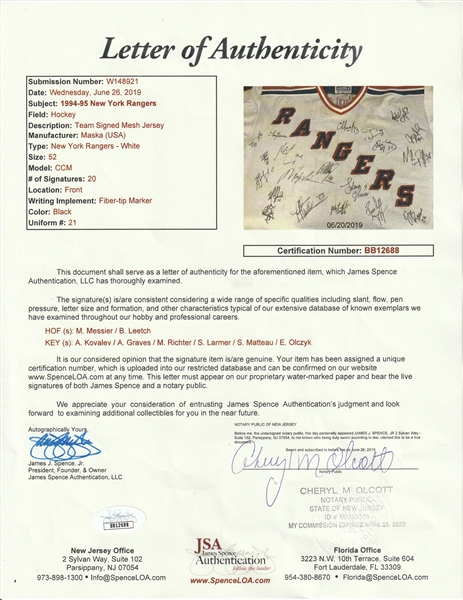 Mark Messier New York Rangers Autographed CCM Home Jersey (JSA LOA)