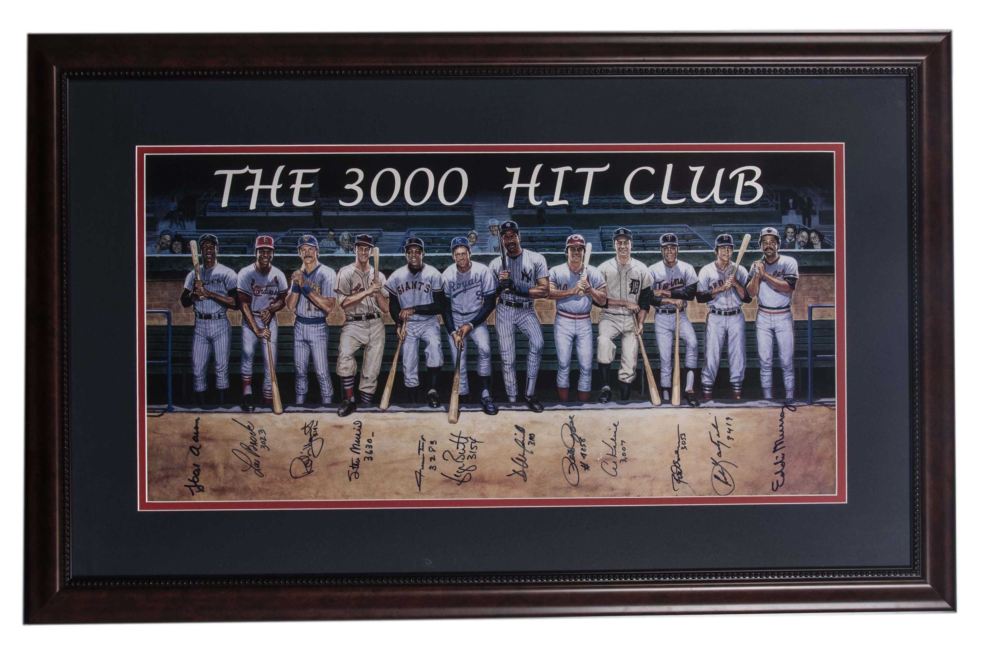 Lot Detail - 3000 Hit Club Multi-Signed Lithograph With Total Hit Inscriptions 30x48 Framed ...