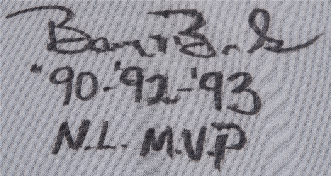 Lot Detail - 1996 Barry Bonds Game Used and Signed San Francisco Giants  Road Jersey-Given to Barry Larkin! (Barry Larkin LOA & JSA)