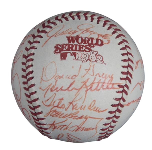 Lot Detail - 1982 World Series Champion St. Louis Cardinals Team Signed  Official World Series Baseball With 27 Signatures Including Smith, Herzog,  Hernandez & Schoendienst (JSA)