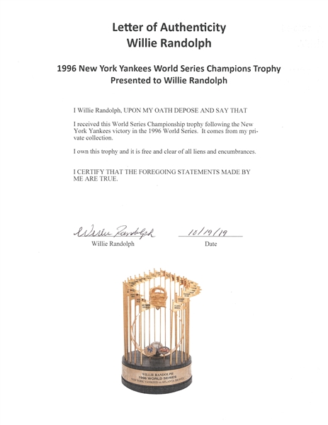 1996 New York Yankees World Series Trophy