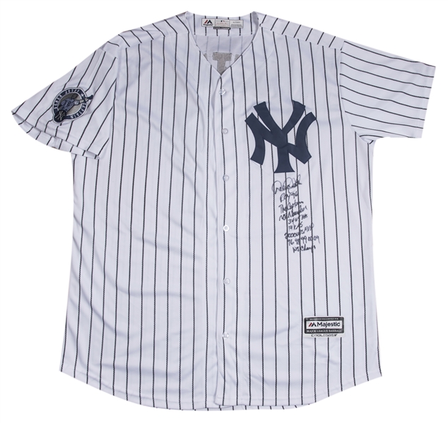 Derek Jeter Signed New York Yankees 36x44 Custom Framed Jersey (JSA LOA)