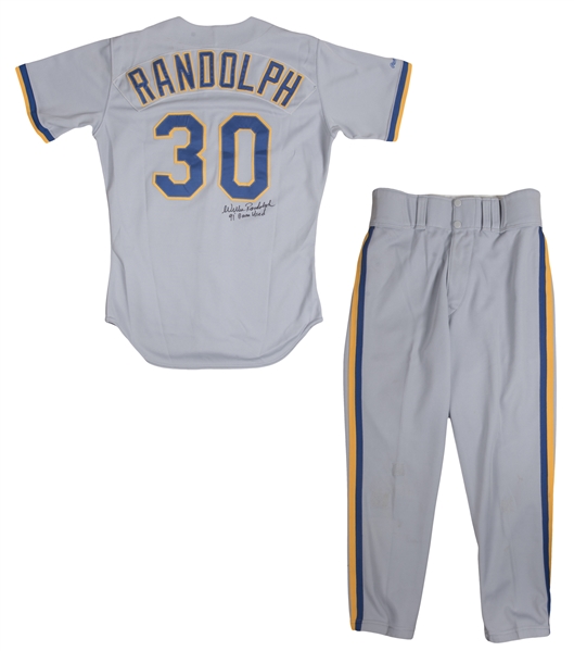Lot Detail - 1991 Willie Randolph Game Used and Signed Milwaukee Brewers  Road Uniform - Jersey and Pants (Randolph LOA)
