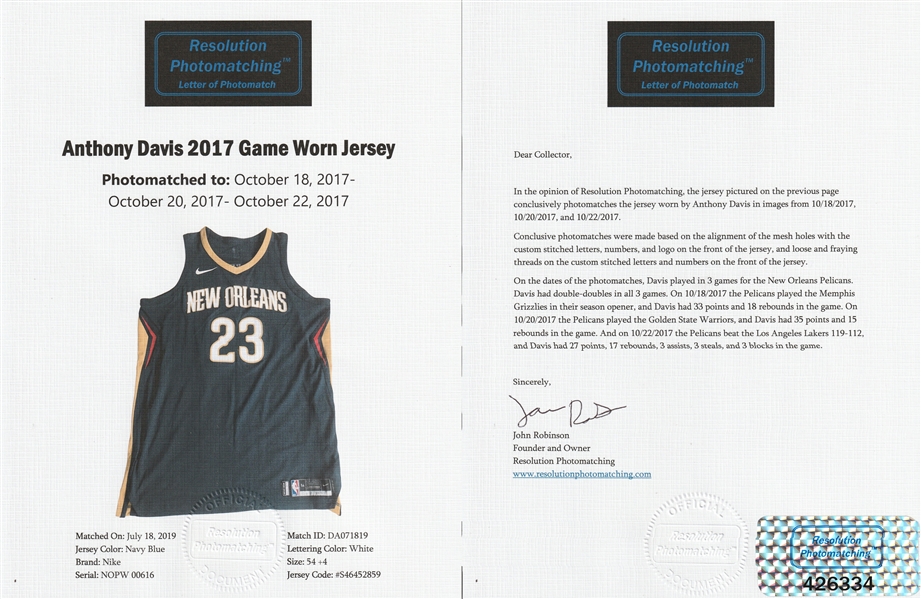 Anthony Davis - Los Angeles Lakers - Game-Worn Icon Edition Jersey