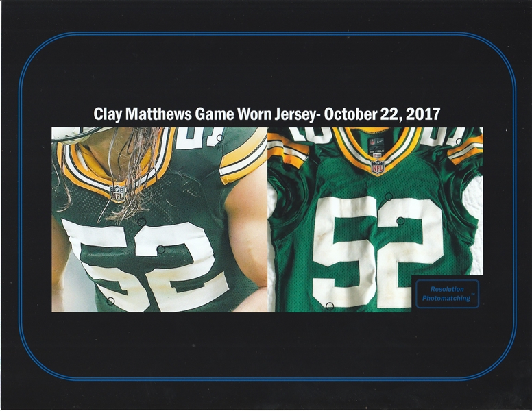 2014 Clay Matthews Game Worn, Unwashed & Signed Green Bay Packers, Lot  #59123