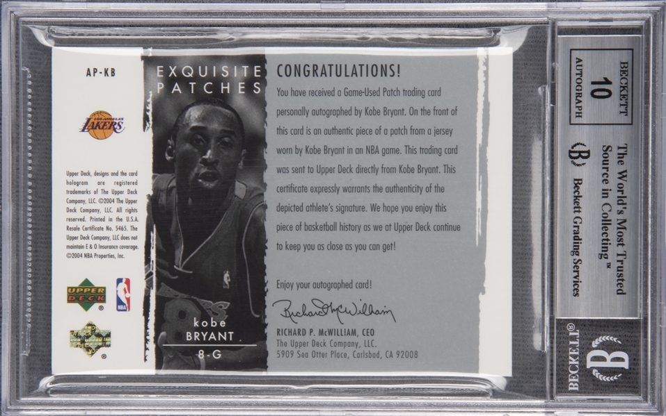 Lot Detail - 2003-04 SP Authentic Signatures #KBA Kobe Bryant Signed Card -  BGS GEM MINT 9.5/BGS 10
