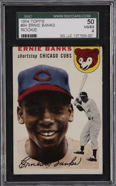 Lot Detail - 1954 Topps #94 Ernie Banks Rookie Card – SGC 50 VG/EX 4