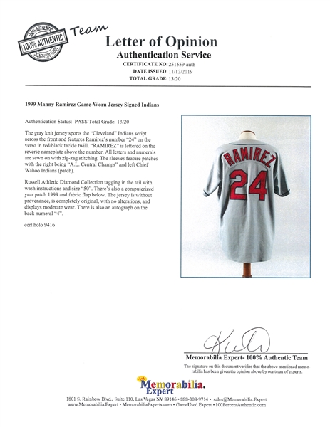 2000 Manny Ramirez Game-Worn Indians Signed Jersey Inscribed 7-13-2000 -  Memorabilia Expert