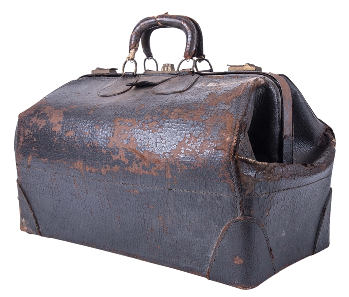 Sold at Auction: Antique leather doctor's bag with compartments