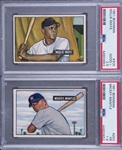 1951 Bowman Hall of Famers Rookie Cards PSA-Graded Pair (2 Different) – Mickey Mantle and Willie Mays! 