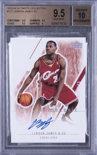 2003-04 "Ultimate Collection" #127 LeBron James Signed Rookie Card (#088/250) – BGS GEM MINT 9.5/BGS 10