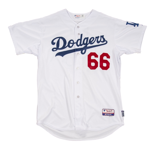 Lot Detail - 2014 Yasiel Puig Game Used Los Angeles Dodgers Home Jersey