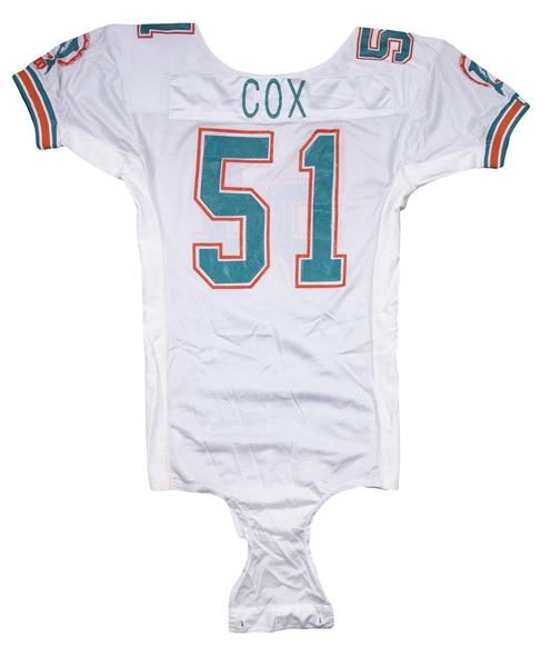 Lot Detail - 1991-1993 Bryan Cox Game Used & Photo Matched Miami Dolphins  Road Jersey
