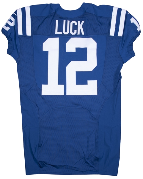 Lot Detail - 2015 Andrew Luck Game Used & Signed Indianapolis Colts Home  Jersey Photo Matched To 9/21/2015 (Panini & Resolution Photomatching)