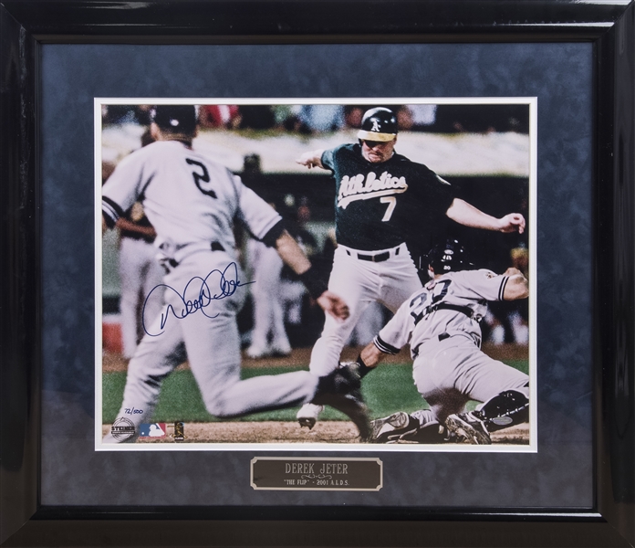 Derek Jeter Signed Autographed 16x20 Photograph Framed To 20x24 MLB  Authentic