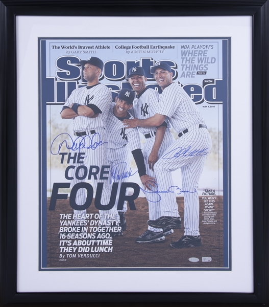 Lot Detail - New York Yankees Core Four Multi Signed Oversized Sports  Illustrated Cover In 23x27 Framed Display (MLB Authenticated & Steiner)